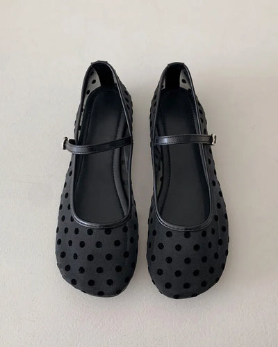 Mesh Dot Meriyane Flat Shoes
