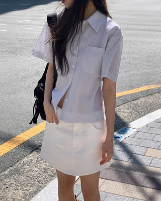 Summer Loose Fit Striped Short-Sleeve Shirt