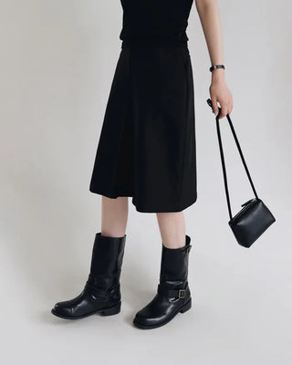 Front pleated midi skirt