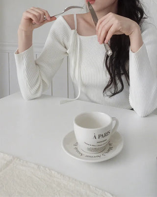 Asymmetrical Ribbon Off-Shoulder Knit