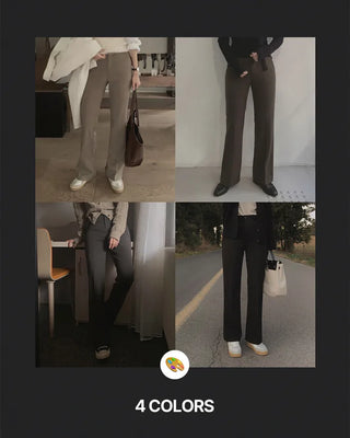 Warm fleece-lined semi-bootcut slacks