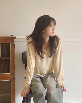 Cashmere Fine Wool V-Neck Knit