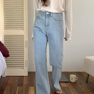 Straight wide denim pants
