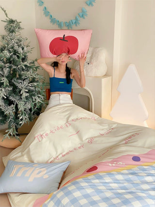 Gingham Pastel Cotton Bedding Set
