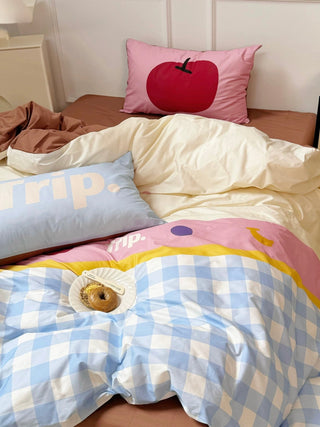 Gingham Pastel Cotton Bedding Set