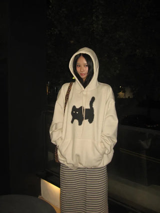 Meow Heart Cat Fleece Hoodie