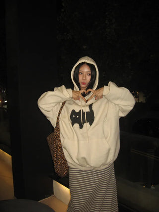 Meow Heart Cat Fleece Hoodie