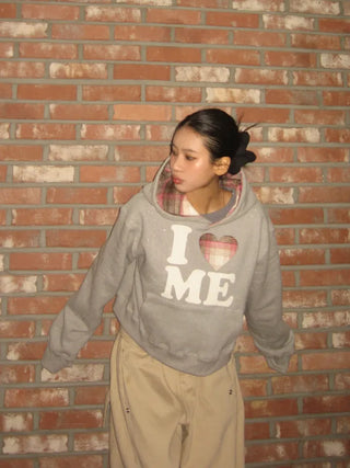 I 🩷 me cropped checked fleece hoodie