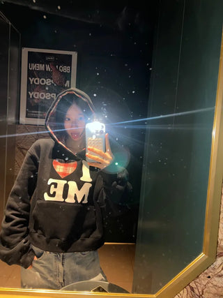 I 🩷 me cropped checked fleece hoodie