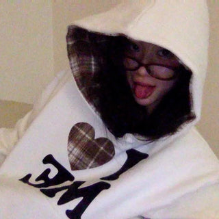 I 🩷 me cropped checked fleece hoodie