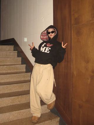 I 🩷 me cropped checked fleece hoodie