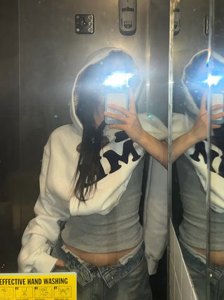 I 🩷 me cropped checked fleece hoodie