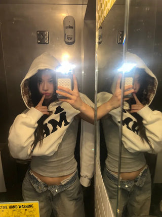 I 🩷 me cropped checked fleece hoodie