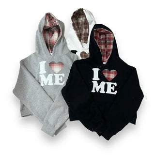 I 🩷 me cropped checked fleece hoodie
