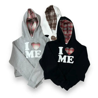 I 🩷 me cropped checked fleece hoodie