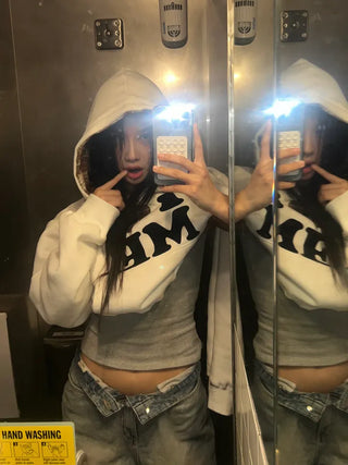 I 🩷 me cropped checked fleece hoodie