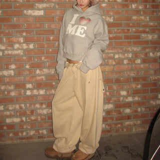 I 🩷 me cropped checked fleece hoodie