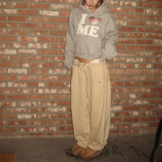 I 🩷 me cropped checked fleece hoodie
