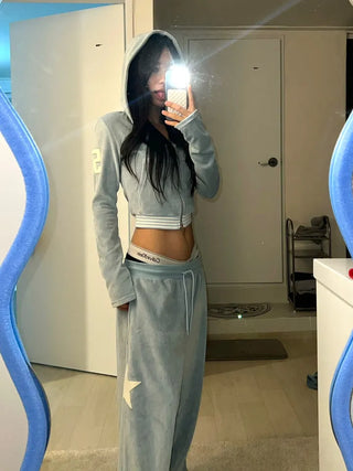 51 ⭑✩ Velvet Crop Hoodie