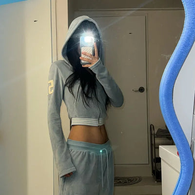 51 ⭑✩ Velvet Crop Hoodie