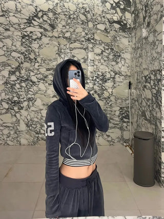 51 ⭑✩ Velvet Crop Hoodie