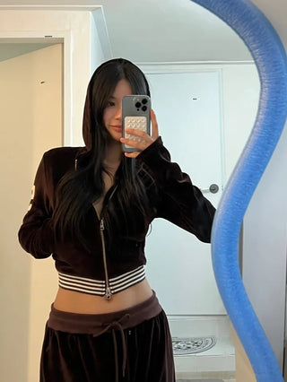 51 ⭑✩ Velvet Crop Hoodie