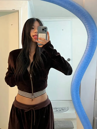 51 ⭑✩ Velvet Crop Hoodie