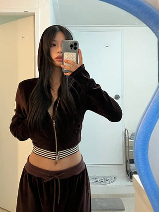 51 ⭑✩ Velvet Crop Hoodie