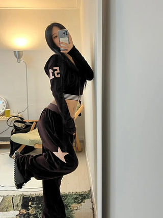 51 ⭑✩ Velvet Crop Hoodie