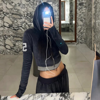 51 ⭑✩ Velvet Crop Hoodie