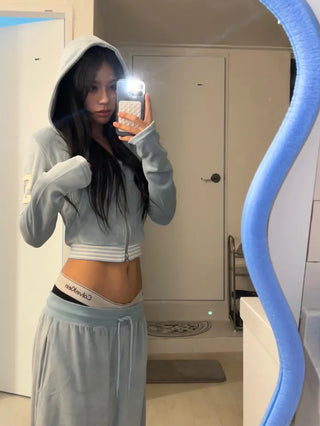 51 ⭑✩ Velvet Crop Hoodie