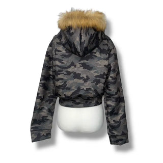 Love mersh military fur hooded zip-up