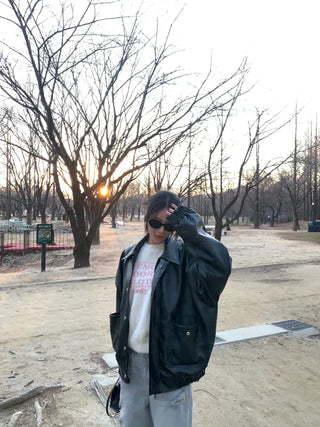 Touché Oversized Leather Jacket