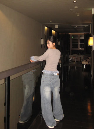 Sand Wide Denim Pants
