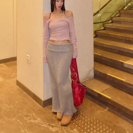 Drape Maxi Knit Skirt