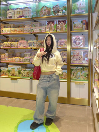 I 💛꙳ Dot Lace Crop Hoodie