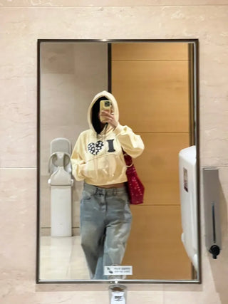 I 💛꙳ Dot Lace Crop Hoodie