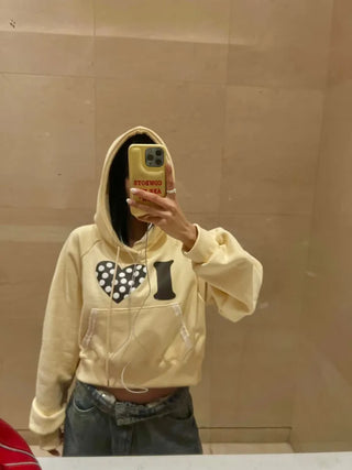 I 💛꙳ Dot Lace Crop Hoodie