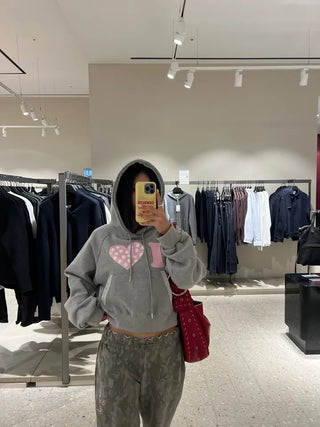 I 💛꙳ Dot Lace Crop Hoodie