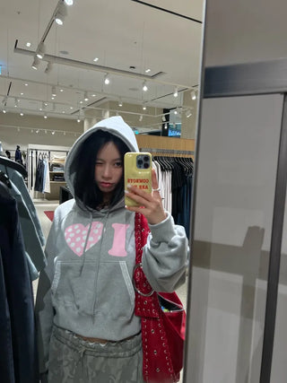 I 💛꙳ Dot Lace Crop Hoodie