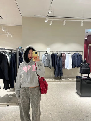 I 💛꙳ Dot Lace Crop Hoodie