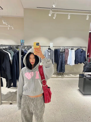 I 💛꙳ Dot Lace Crop Hoodie