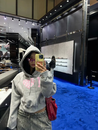 I 💛꙳ Dot Lace Crop Hoodie