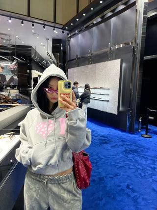 I 💛꙳ Dot Lace Crop Hoodie