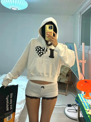 I 💛꙳ Dot Lace Crop Hoodie