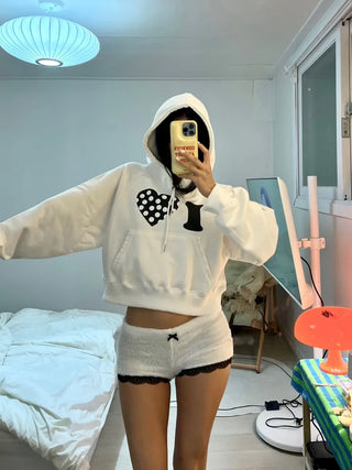 I 💛꙳ Dot Lace Crop Hoodie