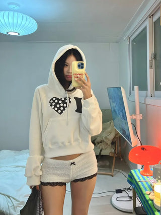 I 💛꙳ Dot Lace Crop Hoodie
