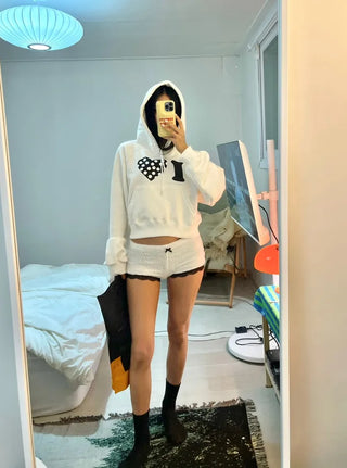 I 💛꙳ Dot Lace Crop Hoodie