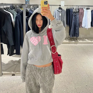 I 💛꙳ Dot Lace Crop Hoodie