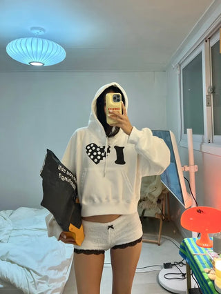 I 💛꙳ Dot Lace Crop Hoodie